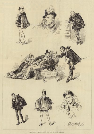 La Reina María de Tennyson, en el Teatro Lyceum de Frederick Barnard